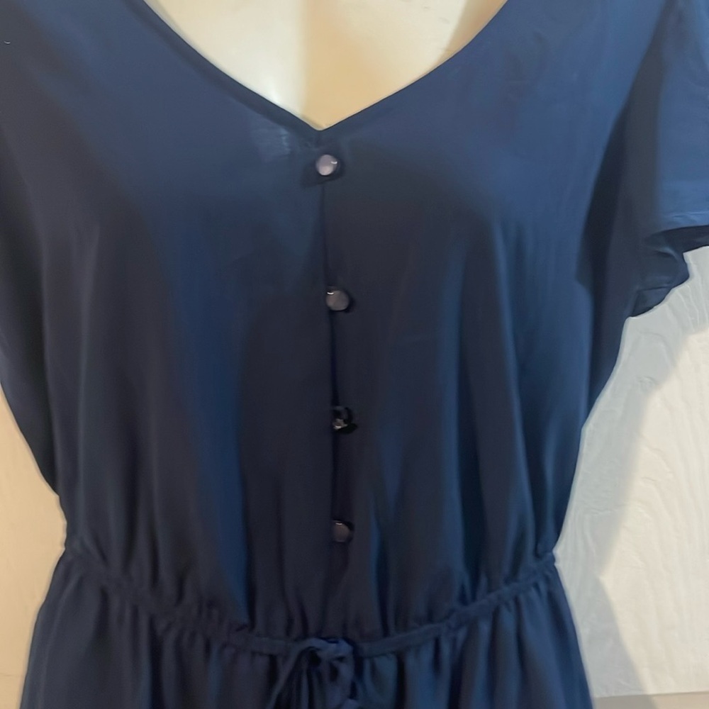 BeBop Navy Button-Up Romper - Picture 5 of 10